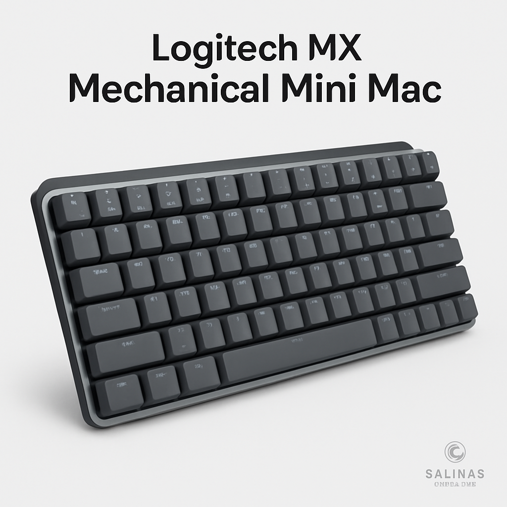 Logitech MX Mechanical Mini Mac em mesa com laptop Mac