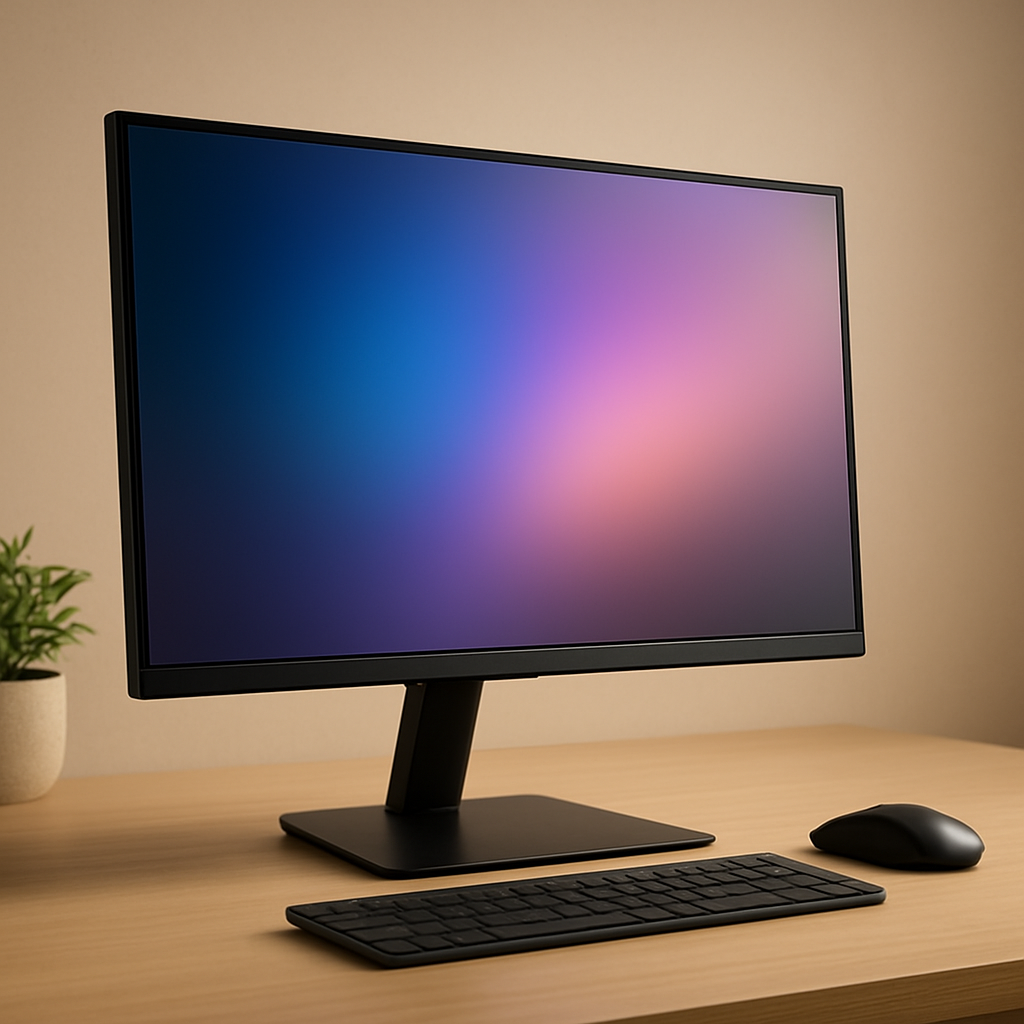 Monitor Samsung Odyssey F24G35TFWL visto frontalmente sobre fundo neutro.