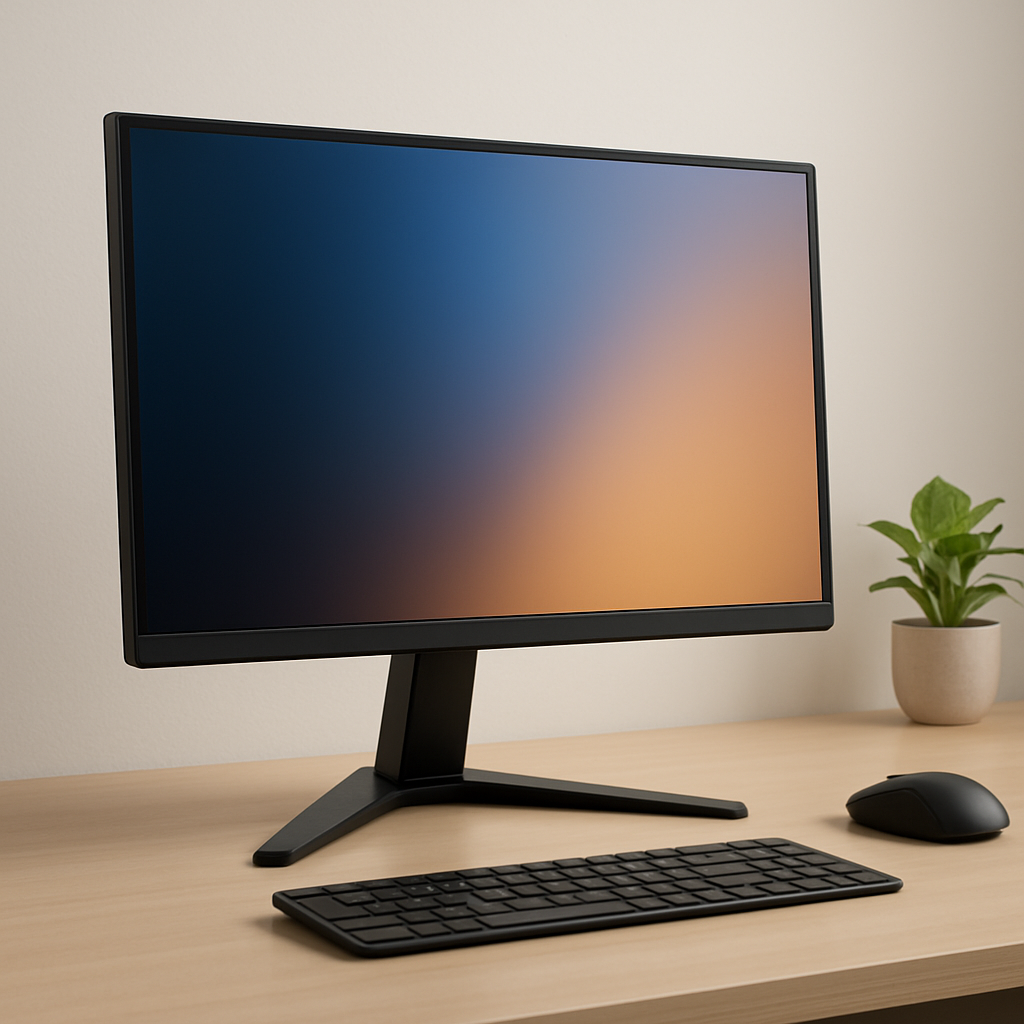Close-up do detalhe da moldura e base do monitor Samsung Odyssey F24G35TFWL.