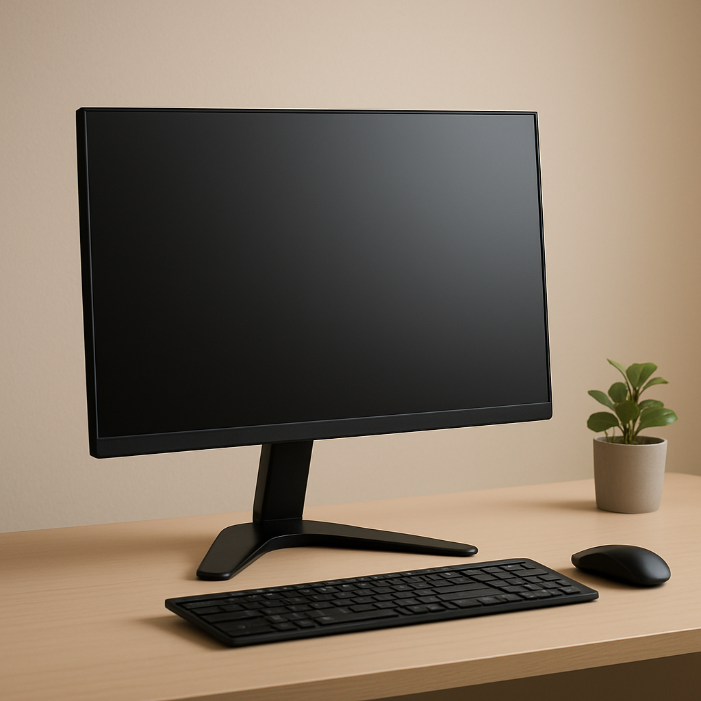 Monitor Samsung Odyssey F24G35TFWL em setup de mesa com teclado e mouse.