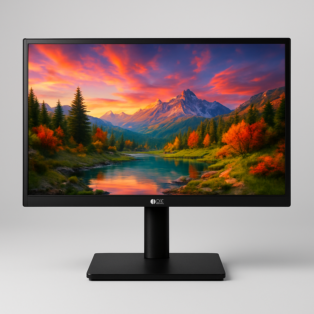 Monitor LG UltraGear 24GS60F-B frontal ligado mostrando imagem vívida na tela