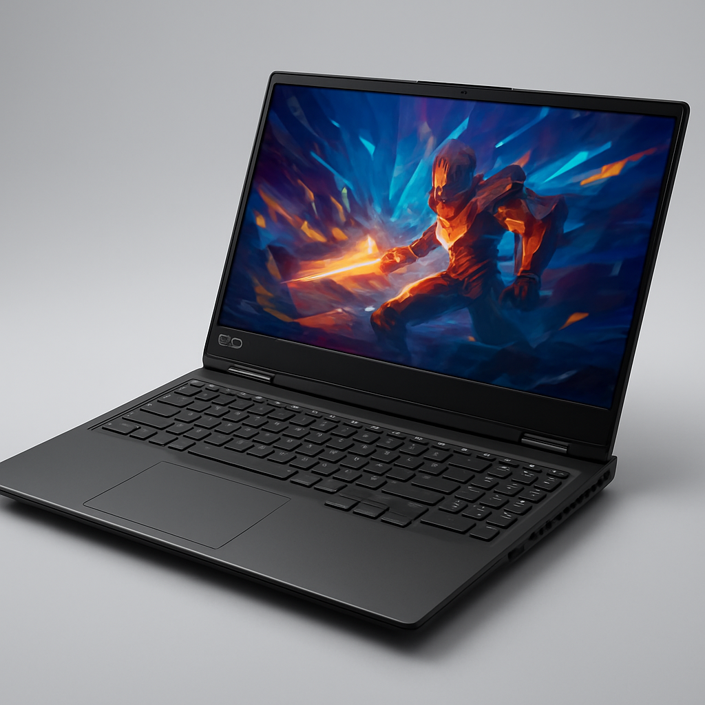 Notebook Lenovo LOQ 15IRX9 em mesa, mostrando uso para jogos com indicação de NVIDIA GeForce RTX 4050