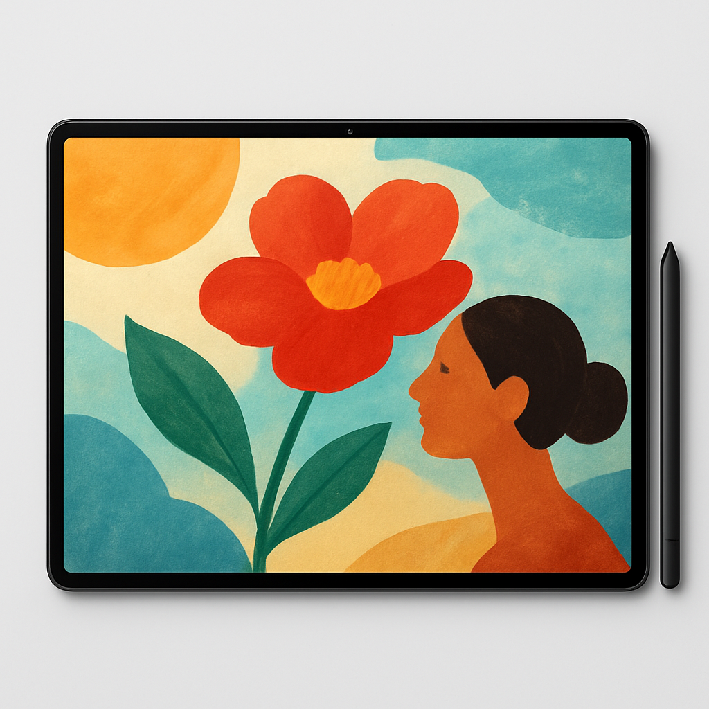 Samsung Galaxy Tab S10 Ultra de frente com S‑Pen
