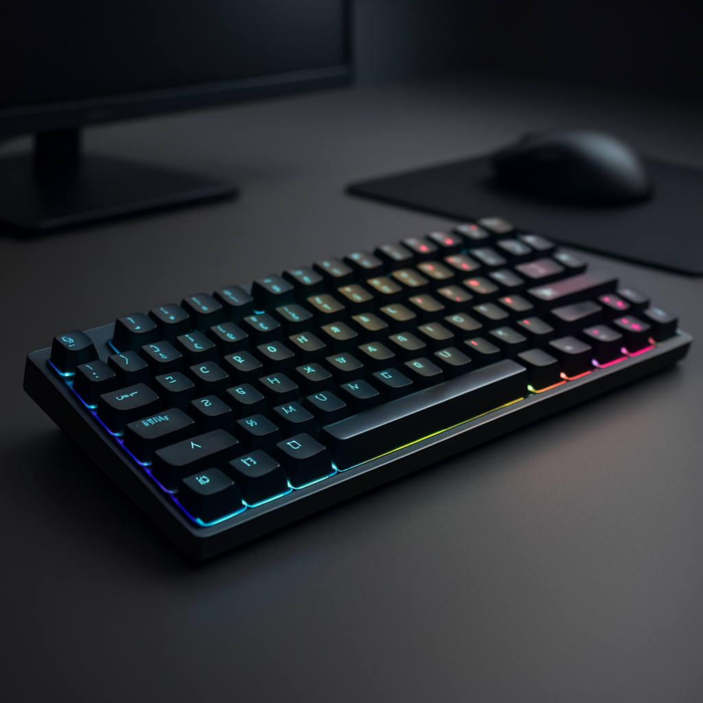 Teclado Logitech G915 X LIGHTSPEED TKL em formato TKL com iluminação RGB ativa sobre mesa de setup.