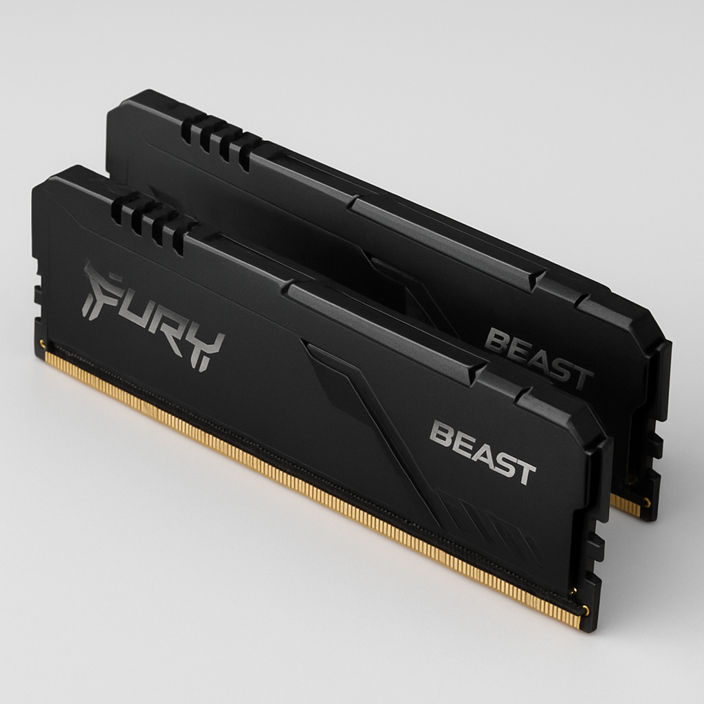 Módulos Kingston Fury Beast Black instalados em uma placa-mãe